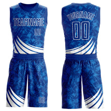 Загрузить изображение в средство просмотра галереи, Custom Royal White Wind Shapes Round Neck Sublimation Basketball Suit Jersey