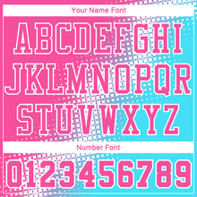 Laden Sie das Bild in den Galerie-Viewer, Custom Sky Blue Pink-White Gradient Two Tone Diamond Shape Round Neck Sublimation Basketball Suit Jersey