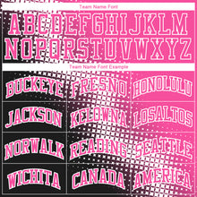 Load image into Gallery viewer, Custom Black Pink-White Gradient Two Tone Diamond Shape Round Neck Sublimation Basketball Suit Jersey