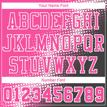 Load image into Gallery viewer, Custom Black Pink-White Gradient Two Tone Diamond Shape Round Neck Sublimation Basketball Suit Jersey