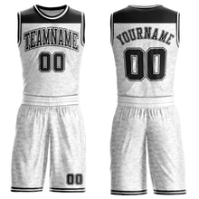 Load image into Gallery viewer, Custom White Black Color Block Round Neck Sublimation Basketball Suit Jersey