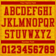 Load image into Gallery viewer, Custom Gold Red Color Block Round Neck Sublimation Basketball Suit Jersey