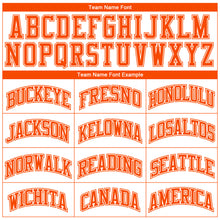 Load image into Gallery viewer, Custom White Orange Color Block Round Neck Sublimation Basketball Suit Jersey