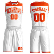Load image into Gallery viewer, Custom White Orange Color Block Round Neck Sublimation Basketball Suit Jersey