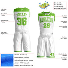 Load image into Gallery viewer, Custom White Neon Green Color Block Round Neck Sublimation Basketball Suit Jersey