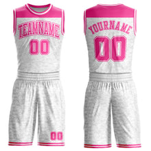 Load image into Gallery viewer, Custom White Pink Color Block Round Neck Sublimation Basketball Suit Jersey
