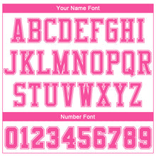 Load image into Gallery viewer, Custom White Pink Color Block Round Neck Sublimation Basketball Suit Jersey