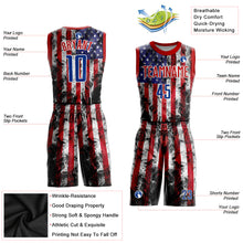 Загрузить изображение в средство просмотра галереи, Custom White Royal-Red American Flag Fashion Round Neck Sublimation Basketball Suit Jersey