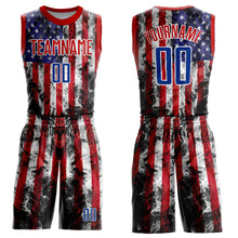 Загрузить изображение в средство просмотра галереи, Custom White Royal-Red American Flag Fashion Round Neck Sublimation Basketball Suit Jersey
