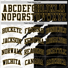 Load image into Gallery viewer, Custom Graffiti Pattern Black Old Gold-White Scratch Round Neck Sublimation Basketball Suit Jersey