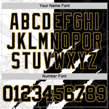 Load image into Gallery viewer, Custom Graffiti Pattern Black Old Gold-White Scratch Round Neck Sublimation Basketball Suit Jersey