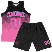 Charger l'image dans la galerie, Custom Black Pink-Light Blue Gradient Square Shapes Round Neck Sublimation Basketball Suit Jersey