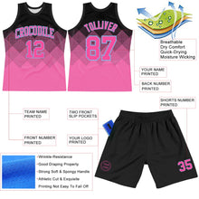 Charger l'image dans la galerie, Custom Black Pink-Light Blue Gradient Square Shapes Round Neck Sublimation Basketball Suit Jersey