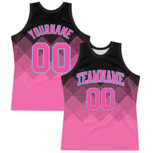 Charger l'image dans la galerie, Custom Black Pink-Light Blue Gradient Square Shapes Round Neck Sublimation Basketball Suit Jersey