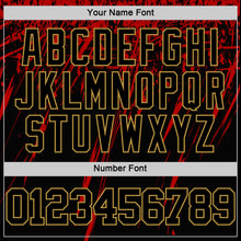 Load image into Gallery viewer, Custom Black Red-Old Gold Splash Round Neck Sublimation Basketball Suit Jersey