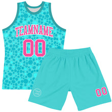 Charger l'image dans la galerie, Custom Aqua Pink-White Leopard Print Round Neck Sublimation Basketball Suit Jersey