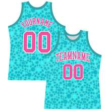 Charger l'image dans la galerie, Custom Aqua Pink-White Leopard Print Round Neck Sublimation Basketball Suit Jersey