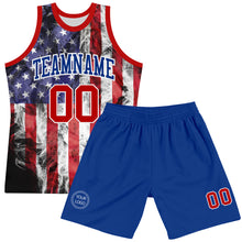 Load image into Gallery viewer, Custom White Red-Royal American Flag Round Neck Sublimation Basketball Suit Jersey
