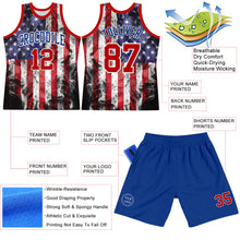 Load image into Gallery viewer, Custom White Red-Royal American Flag Round Neck Sublimation Basketball Suit Jersey