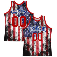 Load image into Gallery viewer, Custom White Red-Royal American Flag Round Neck Sublimation Basketball Suit Jersey