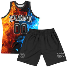 Charger l'image dans la galerie, Custom Figure Black-White Flame Round Neck Sublimation Basketball Suit Jersey