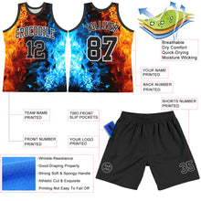 Charger l'image dans la galerie, Custom Figure Black-White Flame Round Neck Sublimation Basketball Suit Jersey