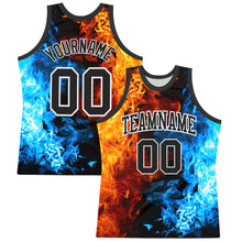 Charger l'image dans la galerie, Custom Figure Black-White Flame Round Neck Sublimation Basketball Suit Jersey