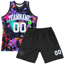 Charger l'image dans la galerie, Custom Graffiti Pattern White Light Blue-Black Splash Round Neck Sublimation Basketball Suit Jersey