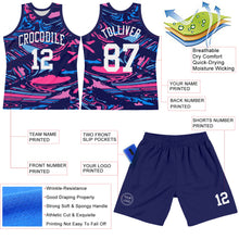 Charger l'image dans la galerie, Custom Figure White-Pink Fluid Art Round Neck Sublimation Basketball Suit Jersey