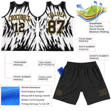 Load image into Gallery viewer, Custom White Black-Old Gold Abstract Sharp Shape Fragment Art Round Neck Sublimation Basketball Suit Jersey