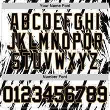 Load image into Gallery viewer, Custom White Black-Old Gold Abstract Sharp Shape Fragment Art Round Neck Sublimation Basketball Suit Jersey