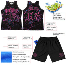 Charger l'image dans la galerie, Custom Black Pink Fragment Art Round Neck Sublimation Basketball Suit Jersey
