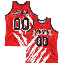 Load image into Gallery viewer, Custom Red Black-White Splash Round Neck Sublimation Basketball Suit Jersey