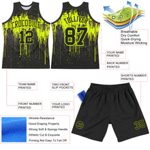 Charger l'image dans la galerie, Custom Black Neon Green Dripping Splatter Art Round Neck Sublimation Basketball Suit Jersey