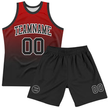 Load image into Gallery viewer, Custom Red Black-White Fade Fashion Round Neck Sublimation Basketball Suit Jersey