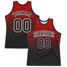 Load image into Gallery viewer, Custom Red Black-White Fade Fashion Round Neck Sublimation Basketball Suit Jersey