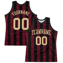 Charger l'image dans la galerie, Custom Black Vegas Gold-Red Abstract Shape Round Neck Sublimation Basketball Suit Jersey