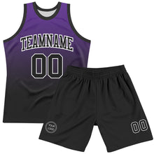 Загрузить изображение в средство просмотра галереи, Custom Purple Black-White Fade Fashion Round Neck Sublimation Basketball Suit Jersey