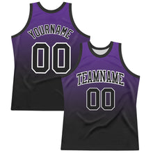 Загрузить изображение в средство просмотра галереи, Custom Purple Black-White Fade Fashion Round Neck Sublimation Basketball Suit Jersey