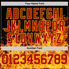 Load image into Gallery viewer, Custom Black Red-Yellow Flame Round Neck Sublimation Basketball Suit Jersey