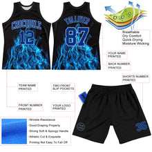 Charger l'image dans la galerie, Custom Black Royal-Light Blue Flame Round Neck Sublimation Basketball Suit Jersey