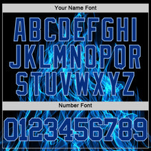 Charger l'image dans la galerie, Custom Black Royal-Light Blue Flame Round Neck Sublimation Basketball Suit Jersey