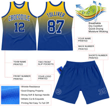Laden Sie das Bild in den Galerie-Viewer, Custom Yellow Royal-White Fade Fashion Round Neck Sublimation Basketball Suit Jersey