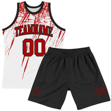Load image into Gallery viewer, Custom White Red-Black Splash Round Neck Sublimation Basketball Suit Jersey