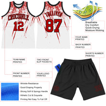 Load image into Gallery viewer, Custom White Red-Black Splash Round Neck Sublimation Basketball Suit Jersey