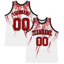 Load image into Gallery viewer, Custom White Red-Black Splash Round Neck Sublimation Basketball Suit Jersey
