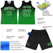 Charger l'image dans la galerie, Custom Black Grass Green-White Gradient Square Shapes Round Neck Sublimation Basketball Suit Jersey