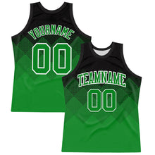 Charger l'image dans la galerie, Custom Black Grass Green-White Gradient Square Shapes Round Neck Sublimation Basketball Suit Jersey
