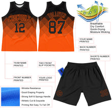 Charger l'image dans la galerie, Custom Black Orange Gradient Square Shapes Round Neck Sublimation Basketball Suit Jersey
