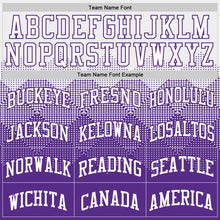 Load image into Gallery viewer, Custom White Purple Gradient Square Shapes Round Neck Sublimation Basketball Suit Jersey